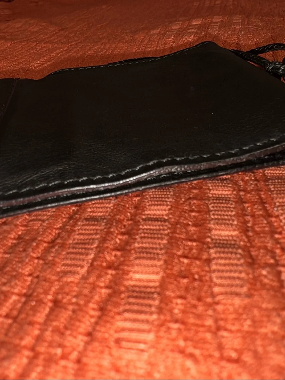 Gucci Black Leather Men’s Neck Wallet with Cord